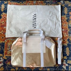 Versace Gold and White Duffle Bag